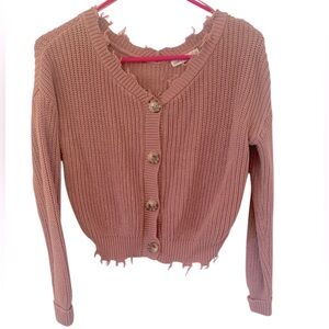 Moon & Madison Pink Cropped Cardigan Sweater